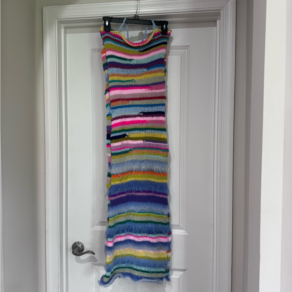 Hand knit Multicolor Striped Dress